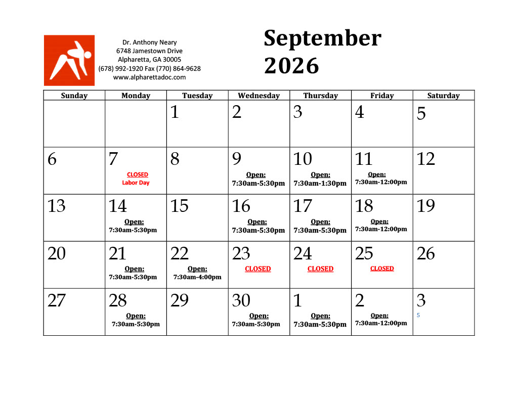 Current Appointment Calendar & Scheduling September 2026
