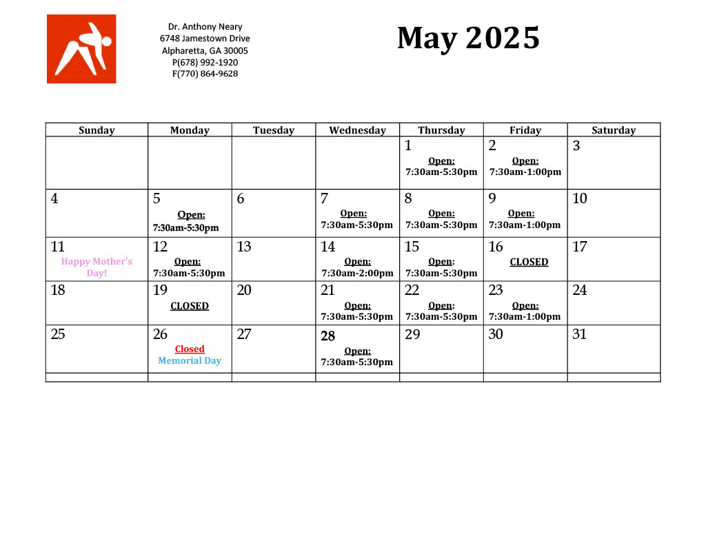Our Current Appointment Calendar & Scheduling May 2025